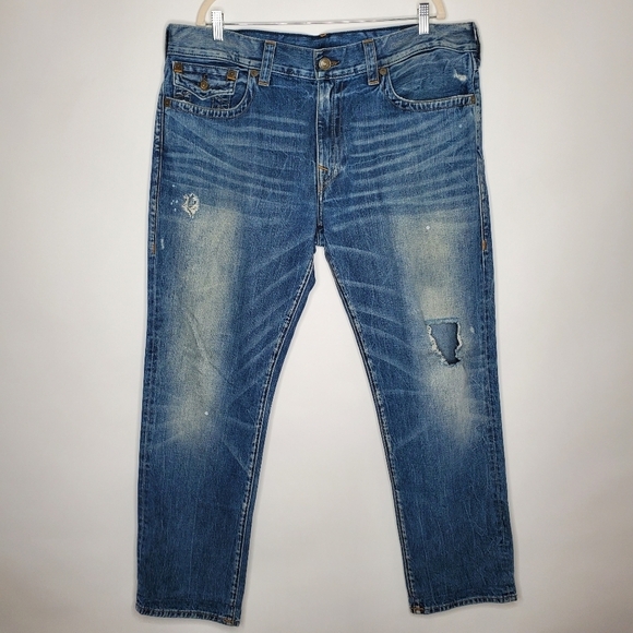 True Religion Geno Relaxed Slim Jeans Men's Size 40 Button Flap Back Pockets - Picture 5 of 16